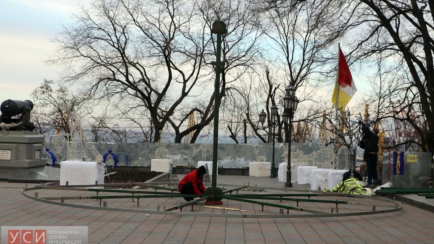 На Думской устанавливают главную новогоднюю елку (фото) «фото»