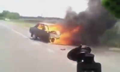 На трассе Киев-Одесса загорелся автомобиль (видео) «фото»