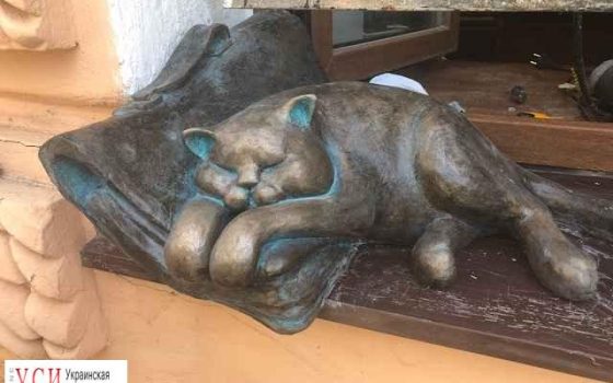 Необычная скульптура: на подоконнике в центре Одессы поселился кот Жванецкого (фото) «фото»