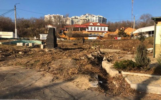 На Ланжероне снова спилили здоровые деревья возле дельфинария (фото) «фото»