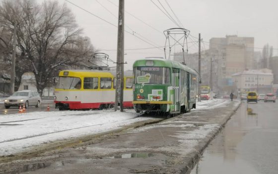 На Балковской трамвай сошел с рельсов (фото) «фото»