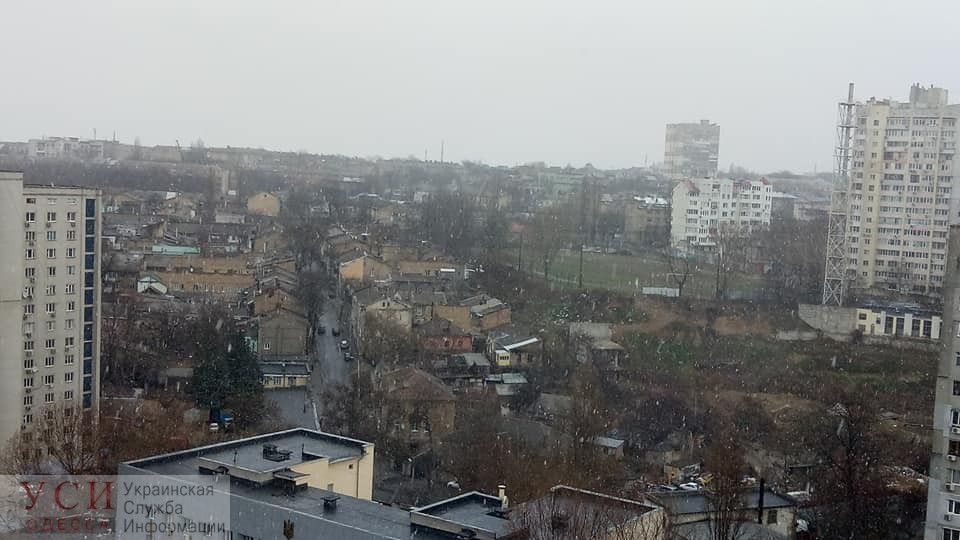 Снова зима: в Одессе пошел мокрый снег (фото) «фото»