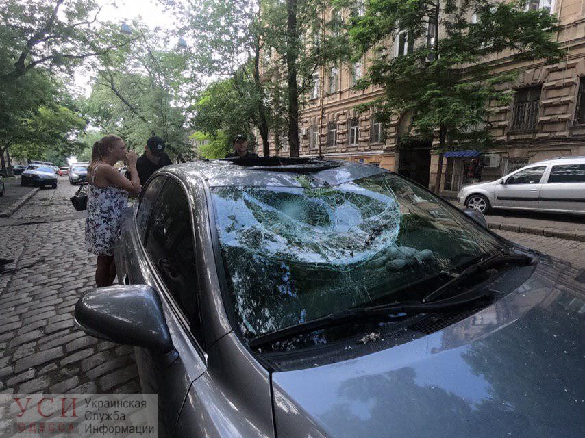 В центре Одессы на движущуюся машину рухнула ветка и пробила крышу автомобиля (фото) «фото»