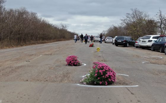 Ударим цветами по бездорожью: в Одесской области прошла необычная акция протеста (фото) «фото»