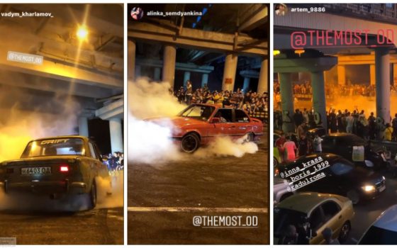 Ночью в Одессе зрелищно жгли резину дрифтеры (видео) «фото»