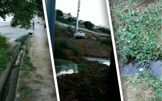 Рядом со стройкой на 13-й Фонтана образовались зловонные “озера”, откуда грязная вода течет в море (видео) «фото»