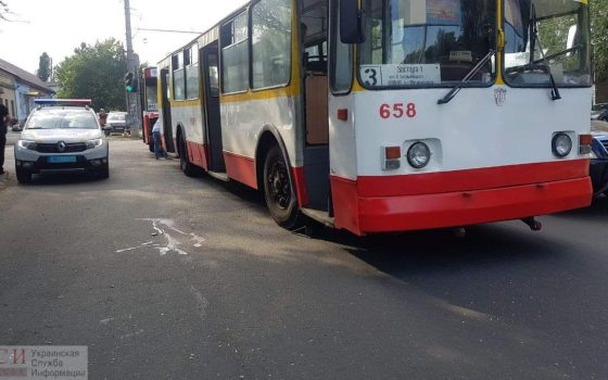 На Столбовой троллейбус сбил пешехода «фото»