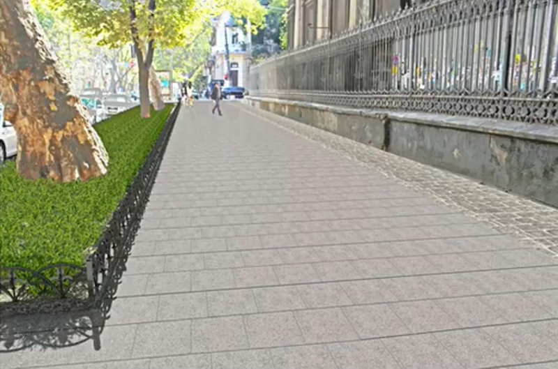 На Пушкинской грядет обустройство пешеходной зоны: новая гранитная плитка и цветники (фото) «фото»
