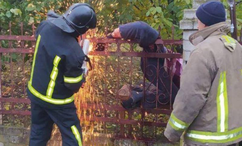 В Фонтанке мужчина застрял в заборе – пришлось вызывать спасателей (фото) «фото»