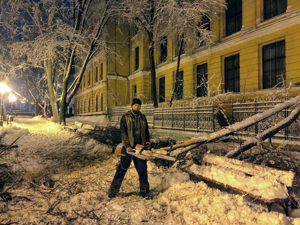Одесский скульптор за 2 дня убрал почти 30 поваленных деревьев (фото) «фото»