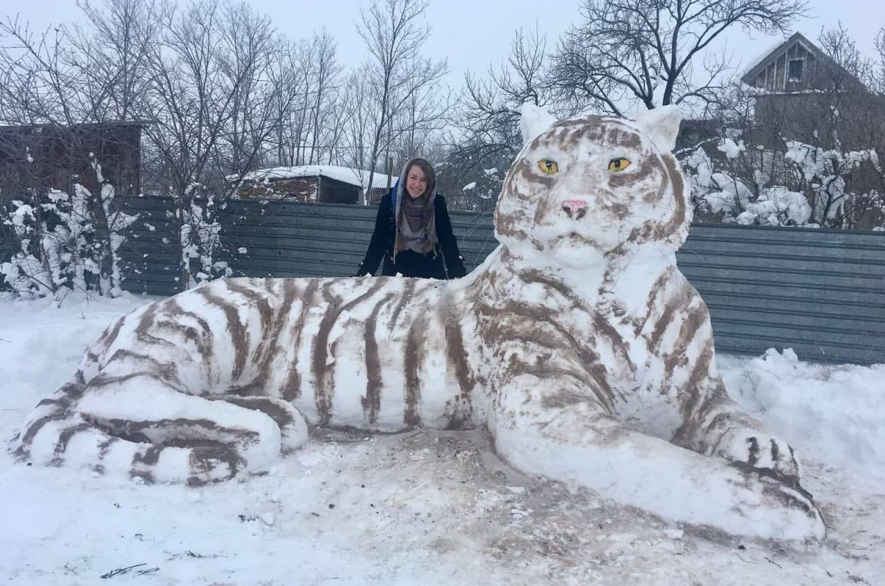 В Одесской области появился гигантский снежный тигр (фото) «фото»