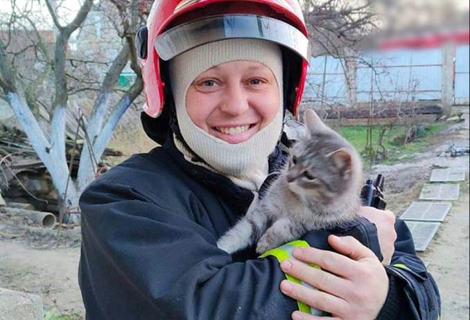 Пожежники врятувати кошеня з палаючого приміщення в Одеській області «фото»