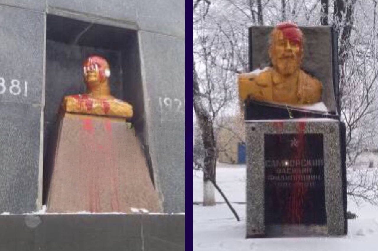 На Одещині червоною фарбою облили мавзолей та пам’ятник «фото»
