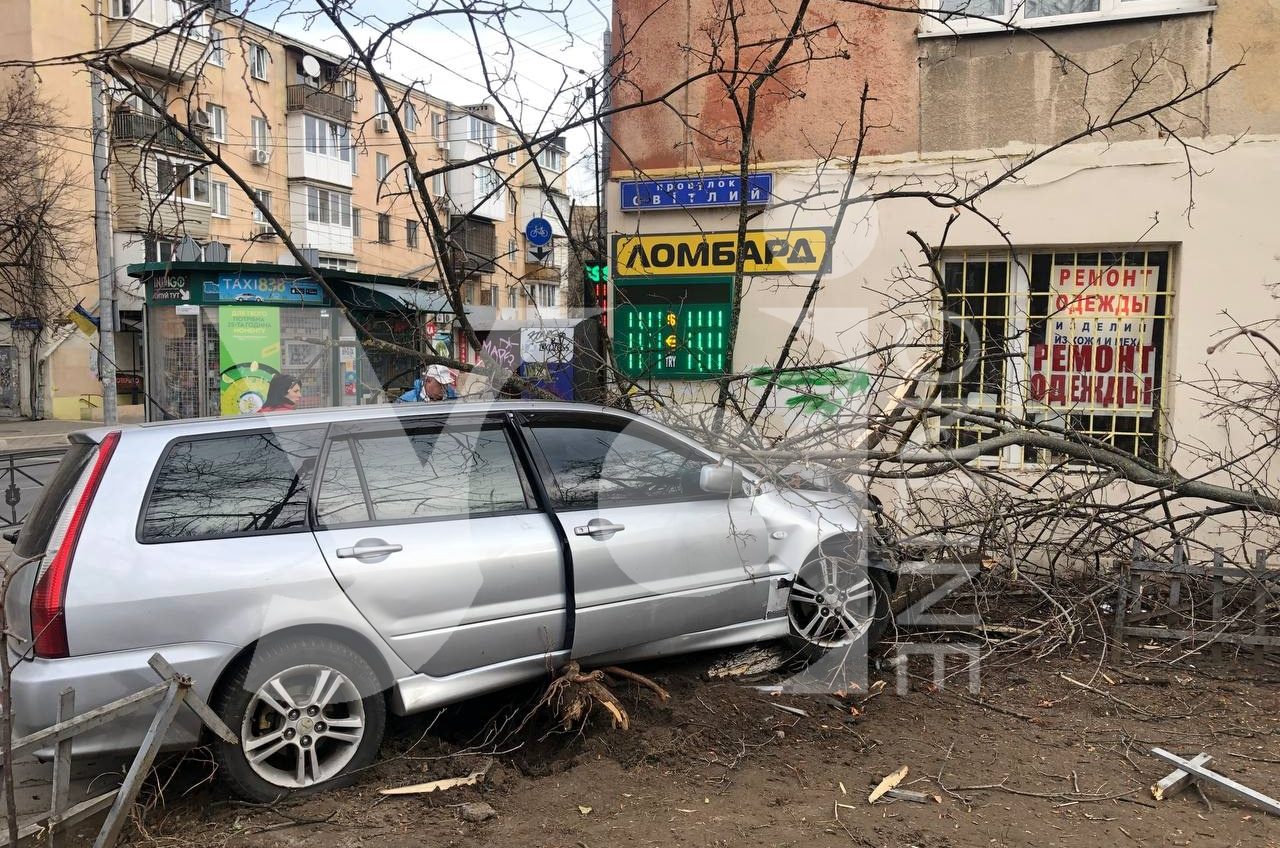 На перехресті Черняховського та Говорова автівка влетіла у дерево і ледь не протаранила будинок (фото, відео) «фото»