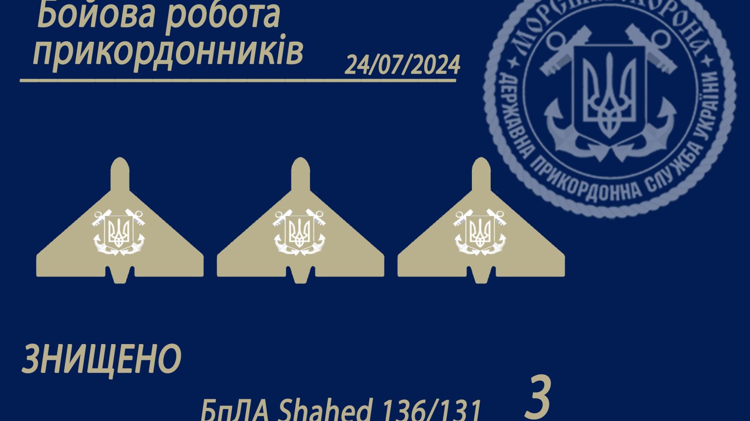 На Одещині моряки-прикордонники збили три ворожі шахеди «фото»