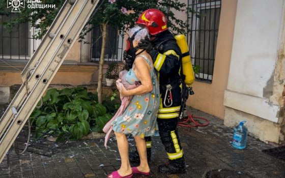 З палаючого будинку драбиною евакуйовували літніх людей з хатніми тваринами (фото) «фото»